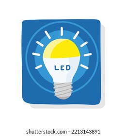 vector illustration of Glowing LED bulb isolated on dark blue background