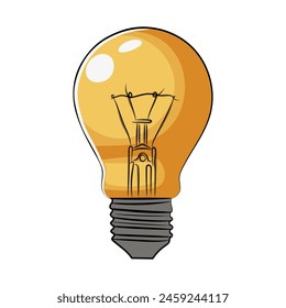 A vector illustration of a glowing light bulb on a white background, symbolizing ideas and innovation. Vector illustration