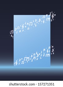 vector illustration of glowing notes encircling a card