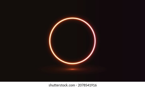 Ilustración vectorial del círculo naranja brillante con reflexión en el suelo