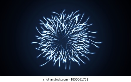 Vector illustration. Glowing particles on a dark background. Neon glow. Light effects