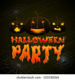 vector illustration of glowing pumpkin Halloween night