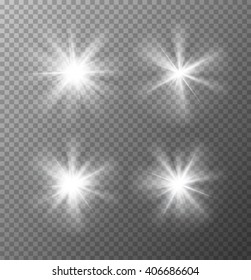 Vector Illustration Of Glowing Rays Of Light. Explosion Transparent Element For Graphics. Bright Effect It Shine Flash Illumination.