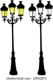 Vector illustration of Glowing retro street lamp