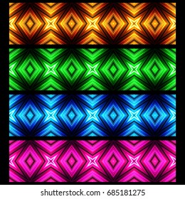 Vector illustration glowing seamless border for greeting card, postcard, business card or poster
