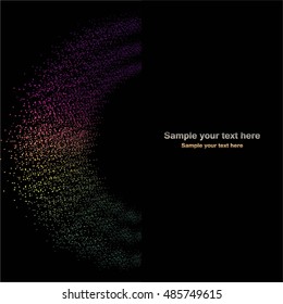 Vector illustration of Glowing sparkles on a black background.