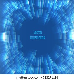 Vector illustration of glowing squares with text box in center. Graphic banners design. Universal application