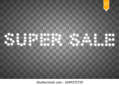 Vector illustration with glowing text Sale. on the transparent backgraund.