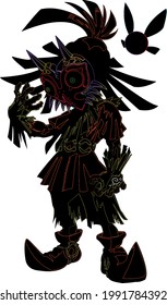 Vector illustration of a glowing tribe man on the white background