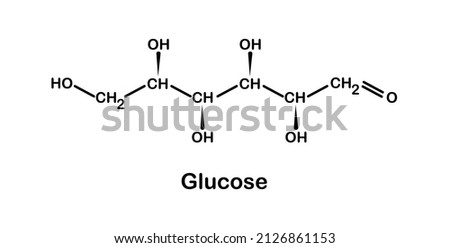 Vector illustration of glucose (dextrose, D-glucose) molecule on white background.