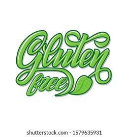 Vector illustration of gluten free concept design. Handwritten lettering for restaurant, cafe menu. Elements for labels, logos, stickers or icons. Calligraphic and typographic collection. Vegan menu