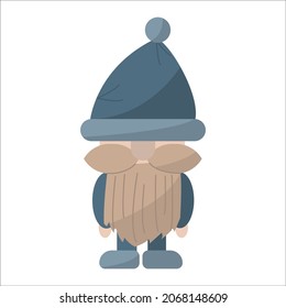 Vector illustration of a gnome in blue costume