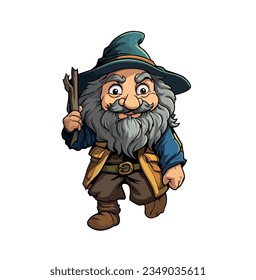 Vector illustration of a gnome, or goblin on a white background