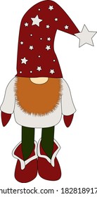 Vector illustration of a gnome. New Year's gnome. New Year 2021.
