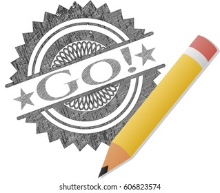 Vector Illustration of Go! drawn in pencil

