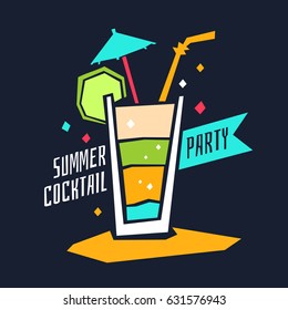 Vector illustration of go to summer party in a bright cartoon style.
