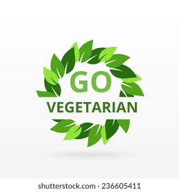 vector illustration of go vegetarian badge