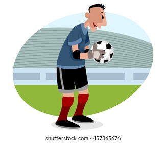 Vector illustration of a goalie with ball