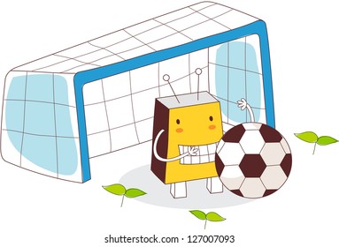 Ilustración vectorial del portero con bola