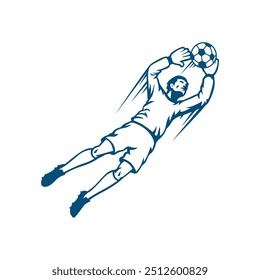 Ilustração vetorial do goleiro defendendo o gol do futebol