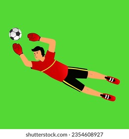 vector Illustration of goalkeeper trying to catch the ball