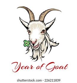 Vector illustration of a goat 2015 drawn in hand made style