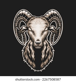 Vector illustration of goat animal head and neck. You can add text as you like.