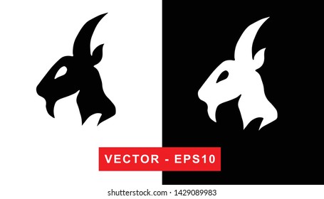 Vector Illustration of Goat Animal. Isolated flat line and silhouette of sign, symbol, or objects for graphic design.