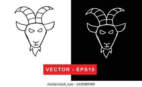 Vector Illustration of Goat Animal. Isolated flat line and silhouette of sign, symbol, or objects for graphic design.