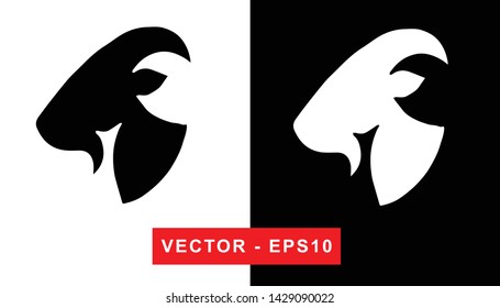 Vector Illustration of Goat Animal. Isolated flat line and silhouette of sign, symbol, or objects for graphic design.