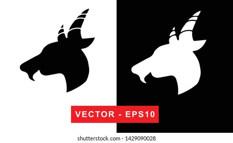 Vector Illustration of Goat Animal. Isolated flat line and silhouette of sign, symbol, or objects for graphic design.