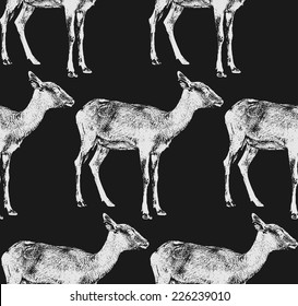 vector  illustration of a goat or antelope. seamless animal pattern