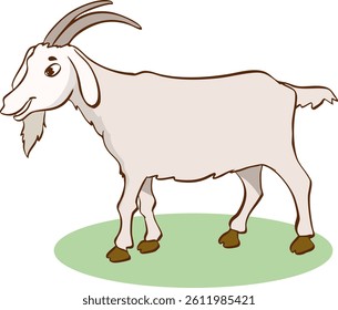 Vector illustration of goat cartoon character on white background