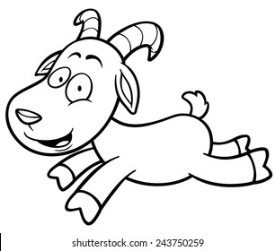 Vector illustration of Goat Cartoon - Coloring book
