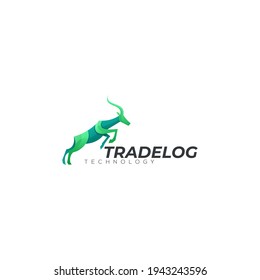 vector illustration of goat colorful gradient modern logo animals