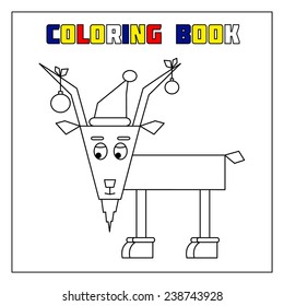 vector illustration of goat - coloring book