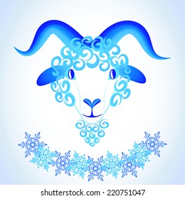 Vector illustration of goat. Element for New Year's design. Symbol of 2015.