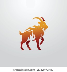 Vector illustration of a goat in gradient orange and red tones