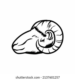 vector illustration goat head. drawn head of goat