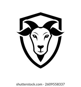 a vector illustration of a goat head inside a shield