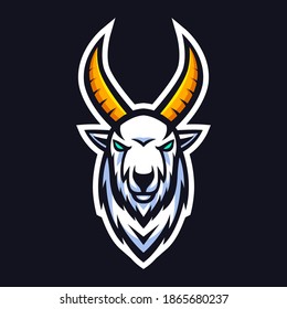 Vector illustration of goat head mascot logo design.