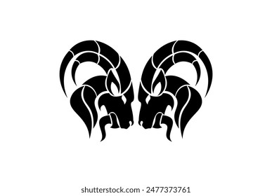 Vector illustration of a goat head silhouette on a white background	