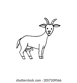 Ilustración vectorial. Una cabra aislada de fondo blanco.