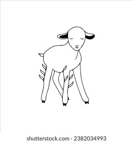 vector illustration of goat with leaves concept