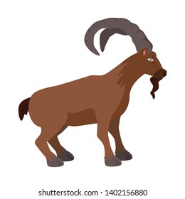 Vector illustration of goat and mountain  icon. Set of goat and animal stock vector illustration.