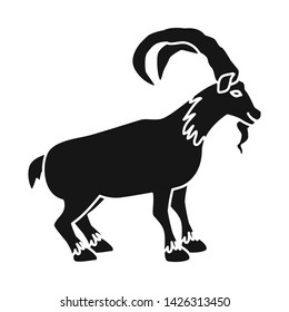 Vector illustration of goat and mountain logo. Set of goat and animal stock symbol for web.