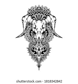 vector illustration of goat skull mandalas