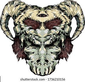 vector illustration of goat skull with one eye, perfect for tshirt designs stickers poster and other design