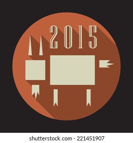 Vector illustration of goat, symbol of 2015 on the Chinese calendar. Silhouette of goat in flat design style. Vector element for New Year's design. Image of 2015 year of the goat.