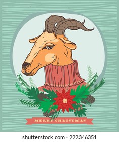 Vector illustration of goat, symbol of 2015. Element for New Year's design. Image of 2015 year of the goat.
